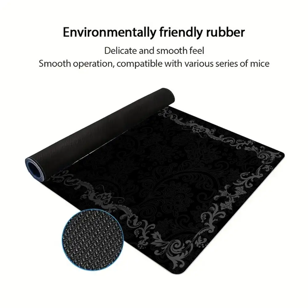 Black Flower Lace Mouse Pad Large Gaming Table Cushion Non-slip Laptop Tablet Mousepad XXL Mat Mini PC Playmat