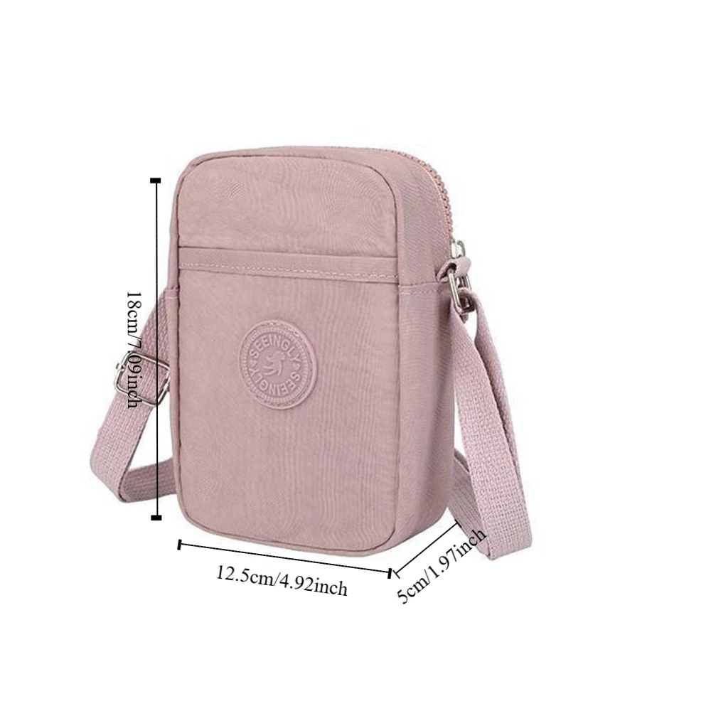 حقيبة كروس محمولة متعددة الوظائف بسحاب بتصميم متخصص حقيبة كتف من النايلون بلون سادة على الطراز الكوري حقيبة هاتف صغيرة للنساء #5