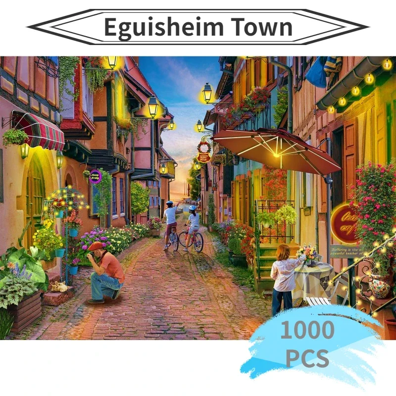 

70*50cm Adult Paper Jigsaw Puzzle 1000PCS Eguisheim Town Adult Stress Relief Children Educational Entertainment Christmas Gift