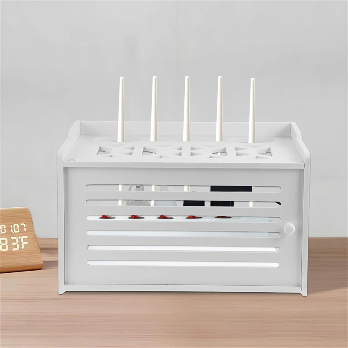 Y31A Router Regal Lagerung, Projektor Regal, Projektor Ständer, Router Lagerung Box, Power Strip Kabel Management Hider Rack