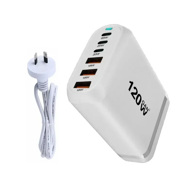 Cargador GAN de 120W, 6 puertos USB tipo C, PD, carga rápida 3,0, USB tipo C, USB móvil