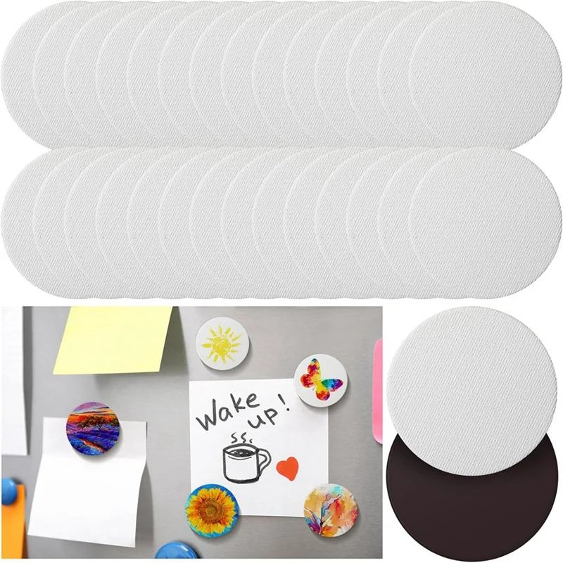 

25 Piece Magnetic Painting Canvas Panels 2.5 Inch Round Magnetic Mini Canvas Panels DIY Refrigerator Decoration