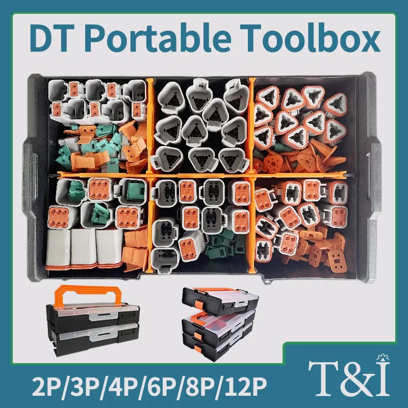 

DT Connector Box Kits Deutsch Auto Waterproof Wire Harness Plug DT06-2/3/4/6/8/12S DT04-2/3/4/6/8/12P Portable Box Suit