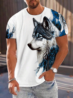 3D Wolf Print Men's T-shirt Summer Street Fashion T-shirt Urban Everyday Casual Short-sleeved Top Outdoor Camping Sports T-shirt