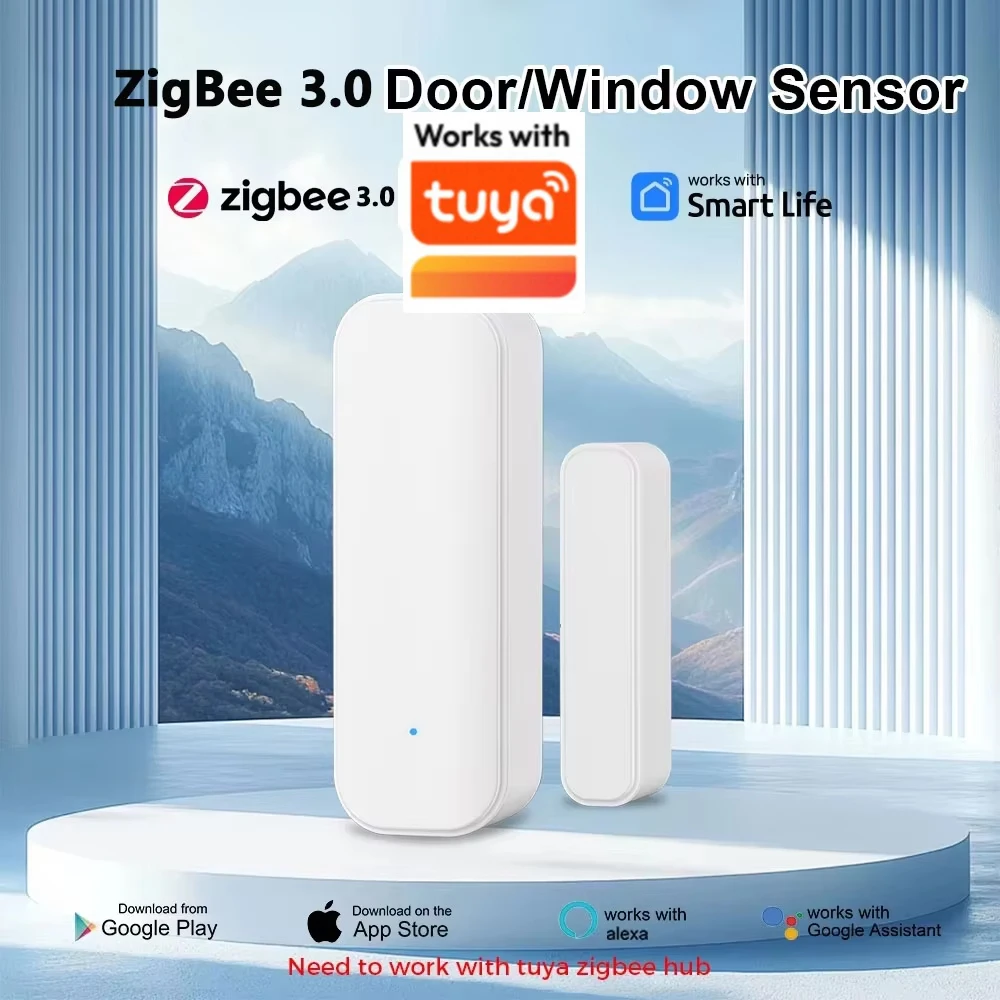 

Work With Tuya ZigBee 3.0 Door Window Sensor Smart Home Security Alarm Contact Detector Open/Closed Detection Voice Control