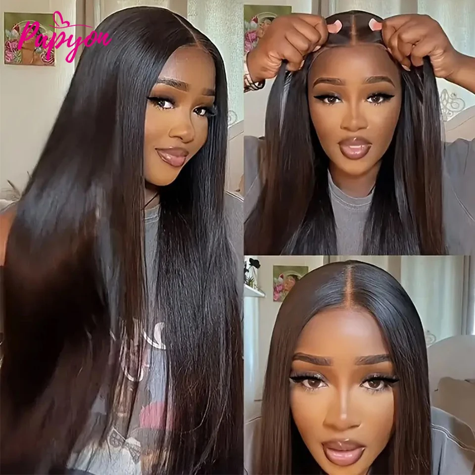 Pre Cut 6x4 Glueless Straight Wigs Human Hair For Women Brazilian Glueless Wig Human Hair Ready To Wear Preplucked