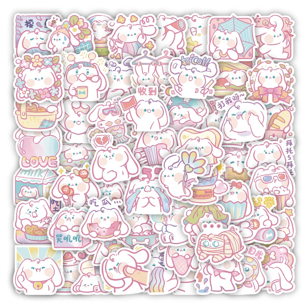 ملصق جرافيتي على شكل كلب كرتوني وردي ، مقاوم للماء ، شخصي ، إبداعي ، ديكور ، لوح تزلج ، ثلاجة ، ظريف ، 50 *