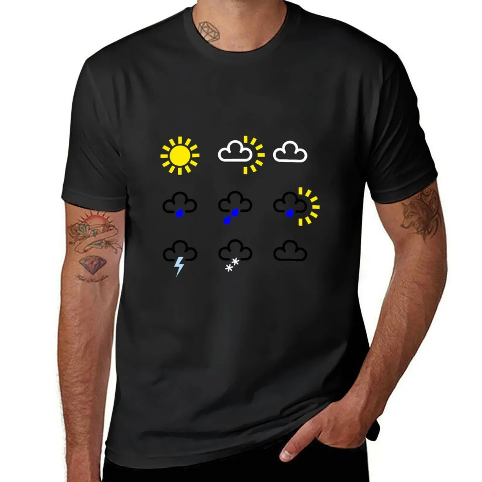 Weather symbols - all T-Shirt blanks sweat anime workout shirts for men