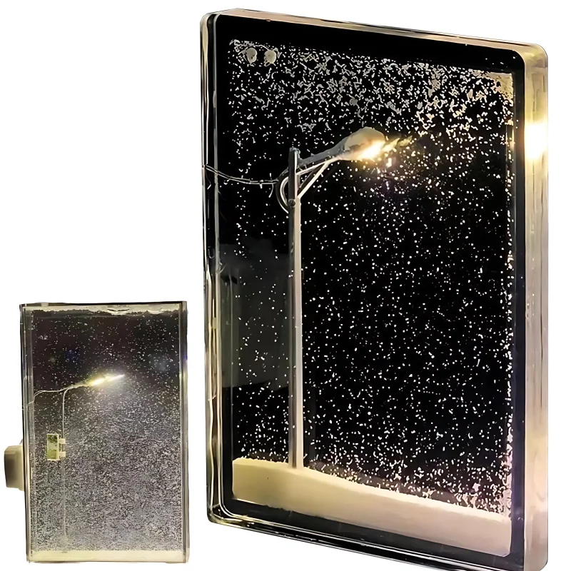 1 conjunto de acrílico diy noite estrada neve cena luzes da noite, suporte de vela portátil decoração de mesa criativo presente de ano novo
