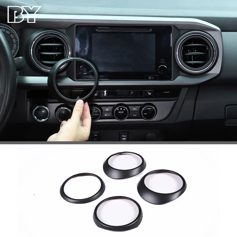 

Car Interior ABS Matt Black Central Control Air Conditioner Outlet Ring Decorative Sticker For Toyota Tacoma 2016-2022 Accessory