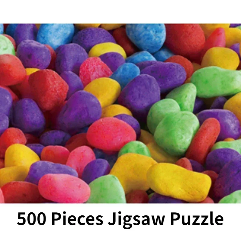 38*52cm Adults 500 Pieces Paper Jigsaw Puzzles Colored Stone Geometric Shape Paintings Stress Reducing Toys Christmas Gifts