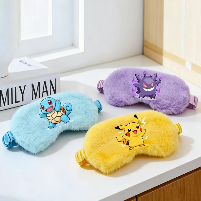 

Pokemons Cute Plush Sleep Eye Mask Game Cartoon Characters Canvas Print Adult Work Siesta Shade Patch Kids Travel Relax Eye Mask