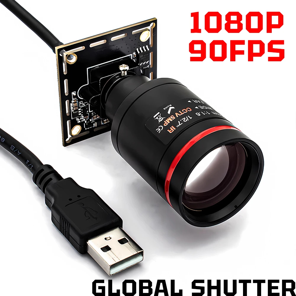

Global Shutter USB Camera 1080P 90FPS 5-50mm M12 Lens Plug And Play No Driver for Industrial Machine Vision Security Monitoring