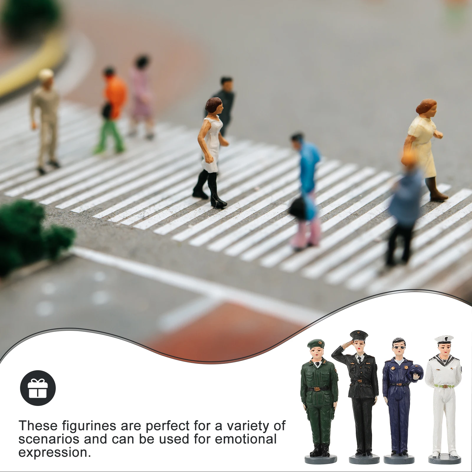 

4 Pcs Soldier Desk Decor Mini Toy Soldiers Figures Miniature Figurines Sand Set