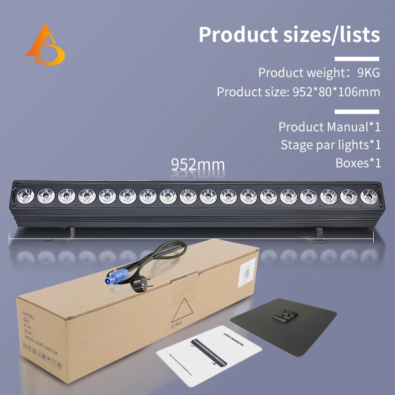 DMX 18x30W pixel RGBWAUV/RGBW LED wall washer strip with base suitable for DJ wedding stage effects