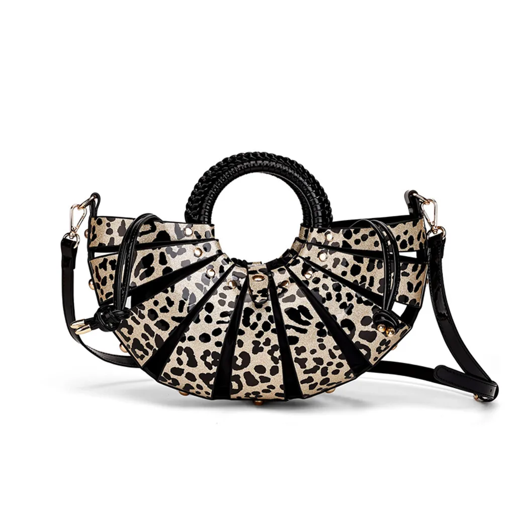 

Персонализированная сумка в форме рога с леопардовым принтом, на молнии, с одним плечевым ремнем, сумка-полумесяц большой вместимости для ношения через плечо.