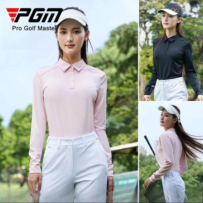 

PGM Golf Women's Long Sleeve Polo Shirt Autumn/Winter Stretch Sports Top YF839