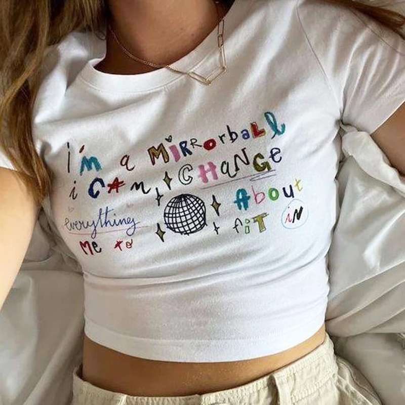 Crop Top Taylor Midnights  Fans Gift Printed Letters Women\'s Clothing Gothic 2024 T-shirt O Neck Streetwear Fashion Top