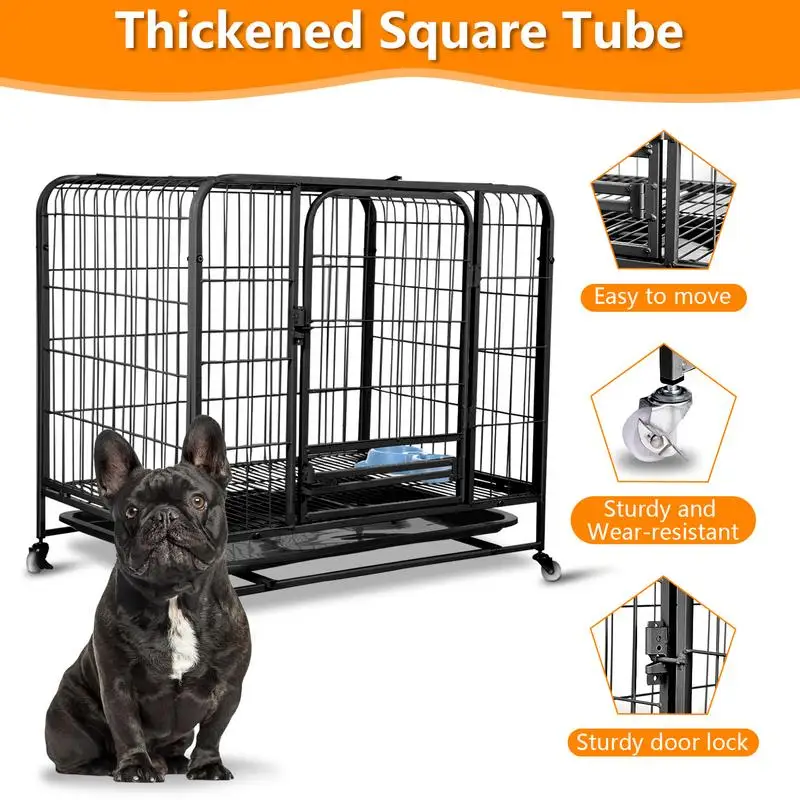 

Dog Crates For Large Dogs Mental Wire Crates Dog Kennels With Tray And Wheels For Outdoor And Indoor Pet Dog Cage Crate Black