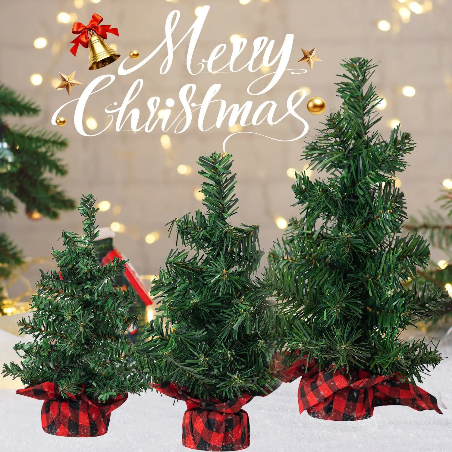 15cm 20cm 30cm nuevo árbol De Navidad a cuadros día De Navidad centro comercial ventana escritorio exhibición Arbol De Navidad