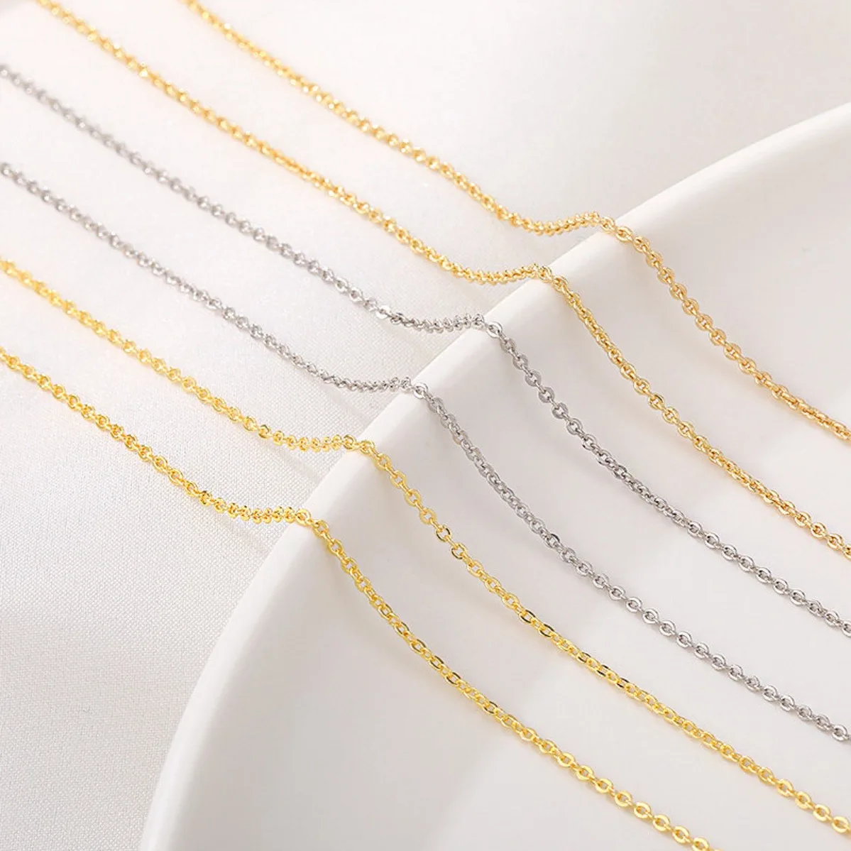 18K Gold Plated Adjustable O Chain With Threading Needle For Beading DIY Necklace Jewelry Making Supplies