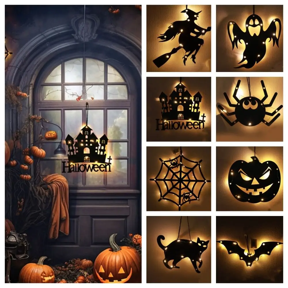 Willkommen schild Halloween hängen Tag Licht gruselige Hexe Geist Halloween Haustür Licht Anhänger Spukhaus Requisite