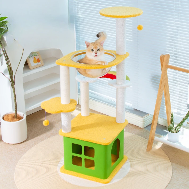 

Multi-Level Sisal Cat Climbing Frame Cats Nest Cat Scratching Post Space-Saving Luxury Cat Tree House for Multiple Cats Cats Toy