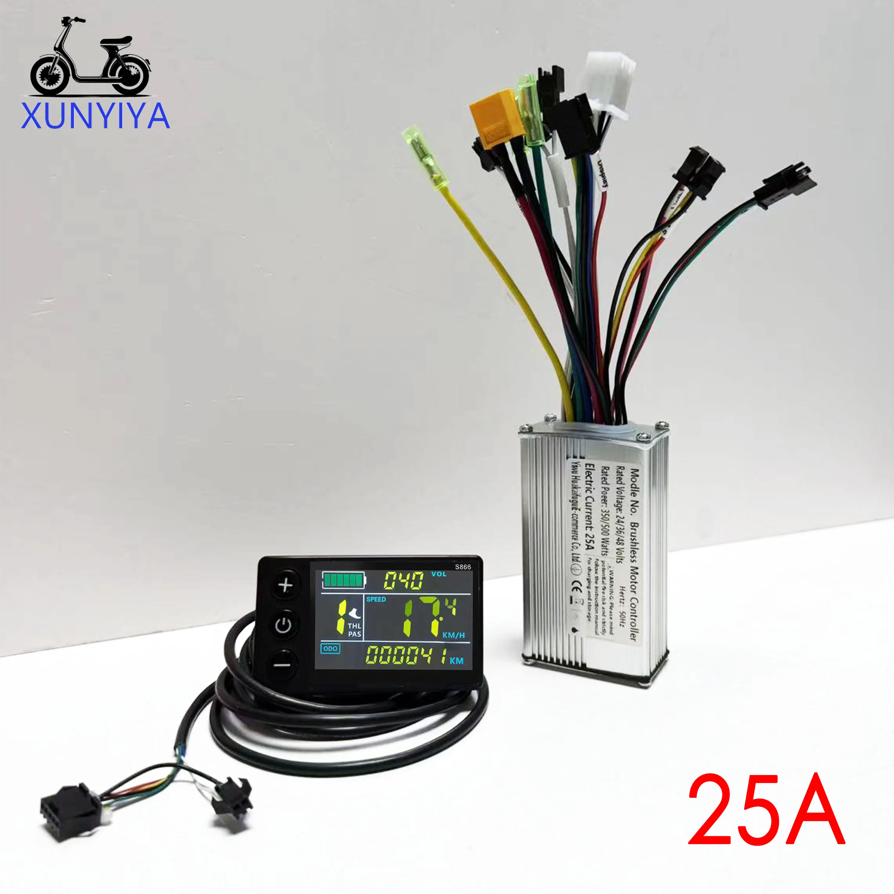 

25A 24V/36V/48V 350W Sine Wave Brushless Motor Controller with S866 Color LCD Display 5+2pin Set for Electric Mountain Bicycle