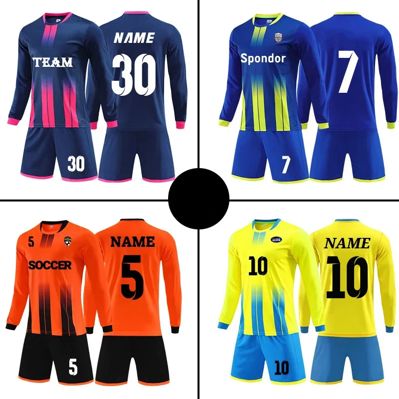 Children Football Jerseys Sets Men Boys Soccer Clothes Suit Long Short Sleeve Kids Football Uniforms Soccer Tracksuit Jersey Kit