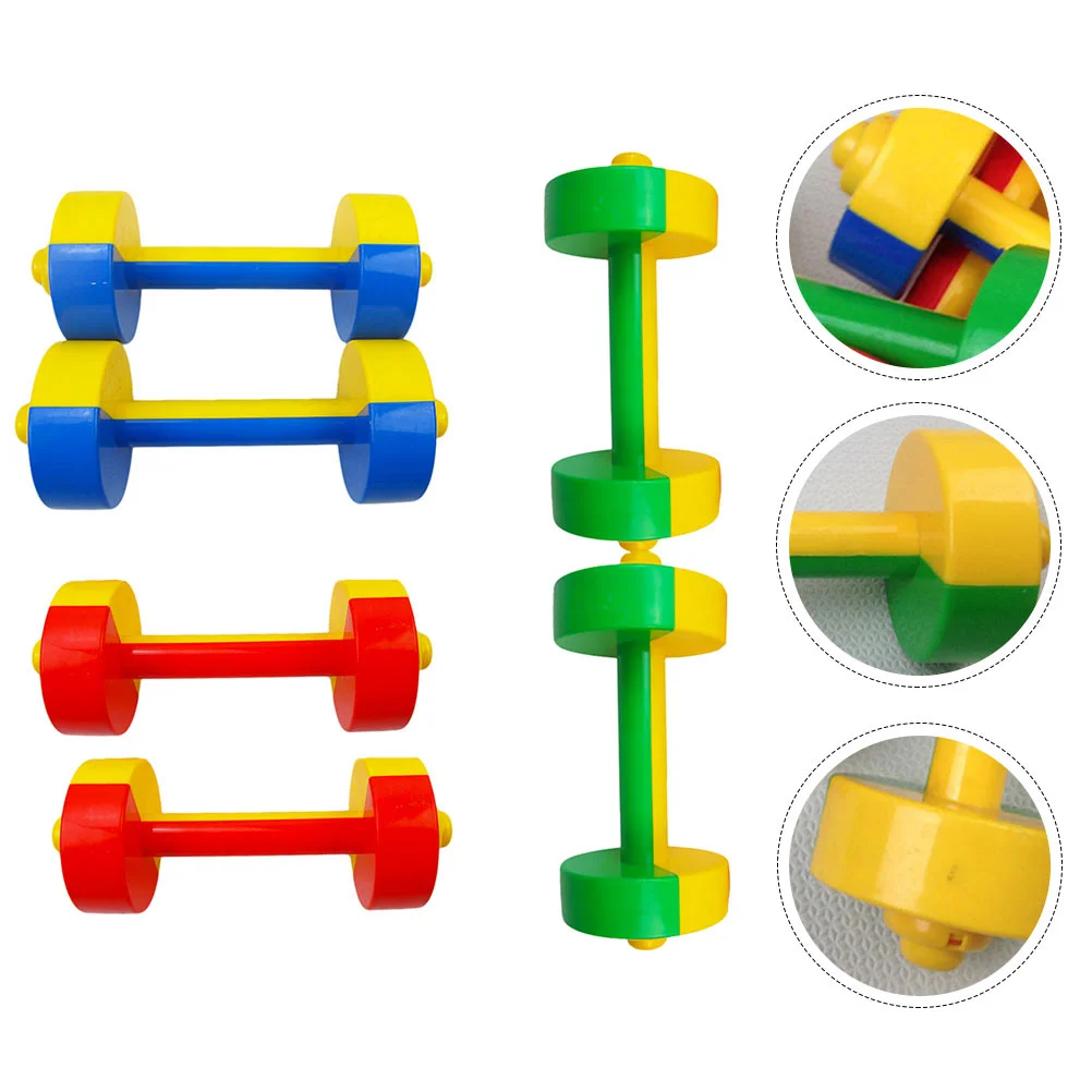 3 Pairs Silent Plastic Dumbbell Kids Barbells Small Dumbbells Children for Kindergarten Exercise Supplies Toys Toddlers