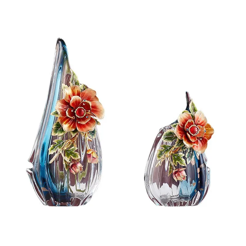 Light luxury glazed vase ornament high-end living room entrance wine cabinet model house villa housewarming enamel color