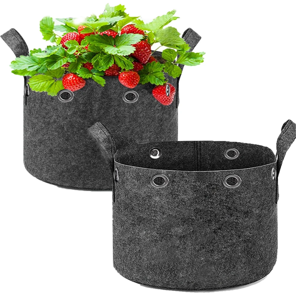 Reliable Grow Bags with Reinforced Handles Nonwoven Fabric Design with Metal Rings for Efficient Water Drainage and Root Health