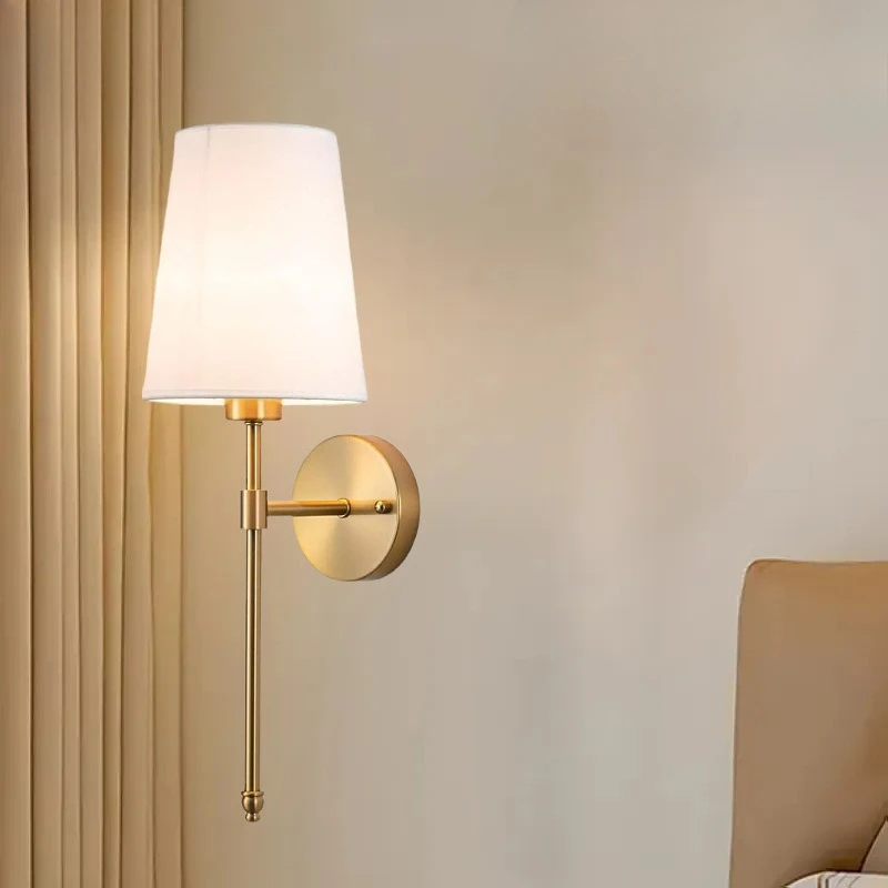 

Modern American Minimalism Linen Warm LED Wall Lights Home Entrance Lighting Living Room Bedroom Study Wall Lights Atmosphere