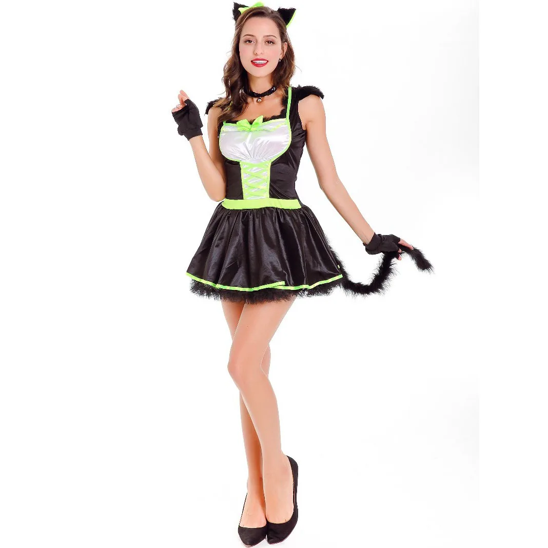 Anime Karakter Meid Cosplay Lolita Kat Meid Jurk Gothic Kostuum Met Accessoires Vrouw Meisje