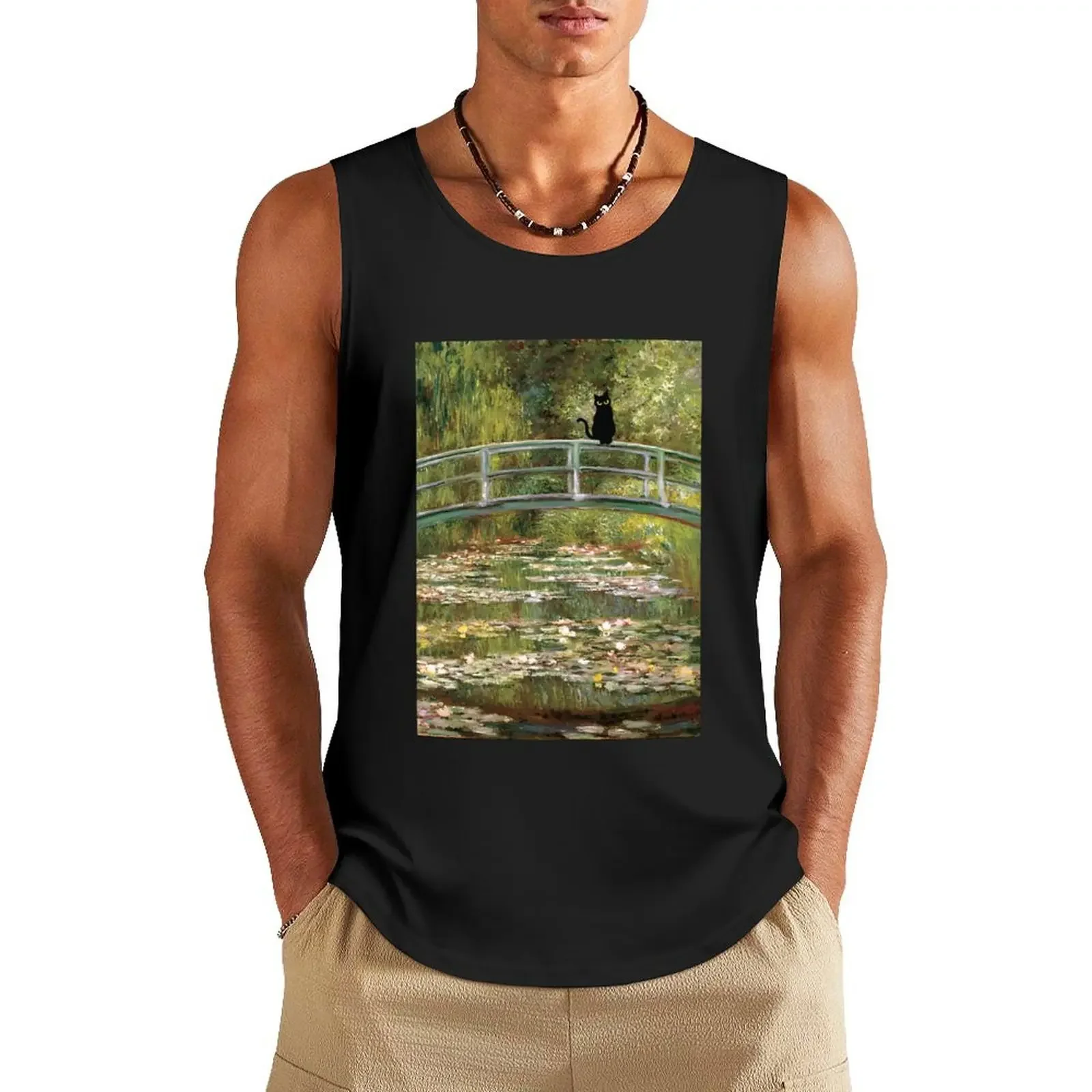 

Claude Monet Water Lilies Monet Waterlily Cat Prints Tank Top t shirts t-shirts man