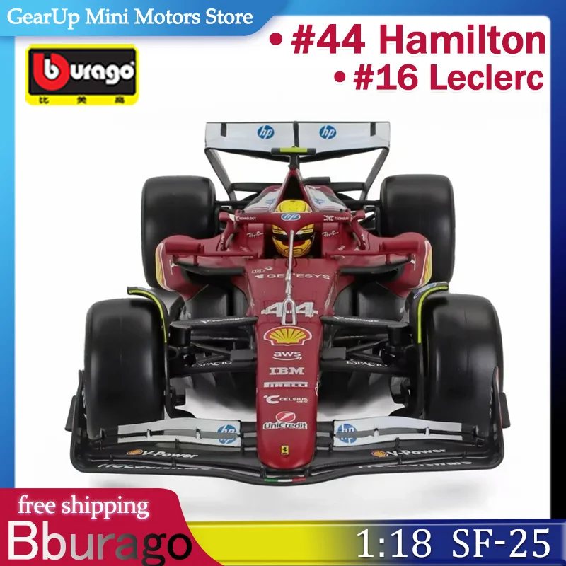 

Bburago 1:18 Ferrari SF-25 F1 Car Model - 2025 Hamilton & Leclerc Team Set Detailed Diecast Replica for Ferrari F1 Fans Toy Car