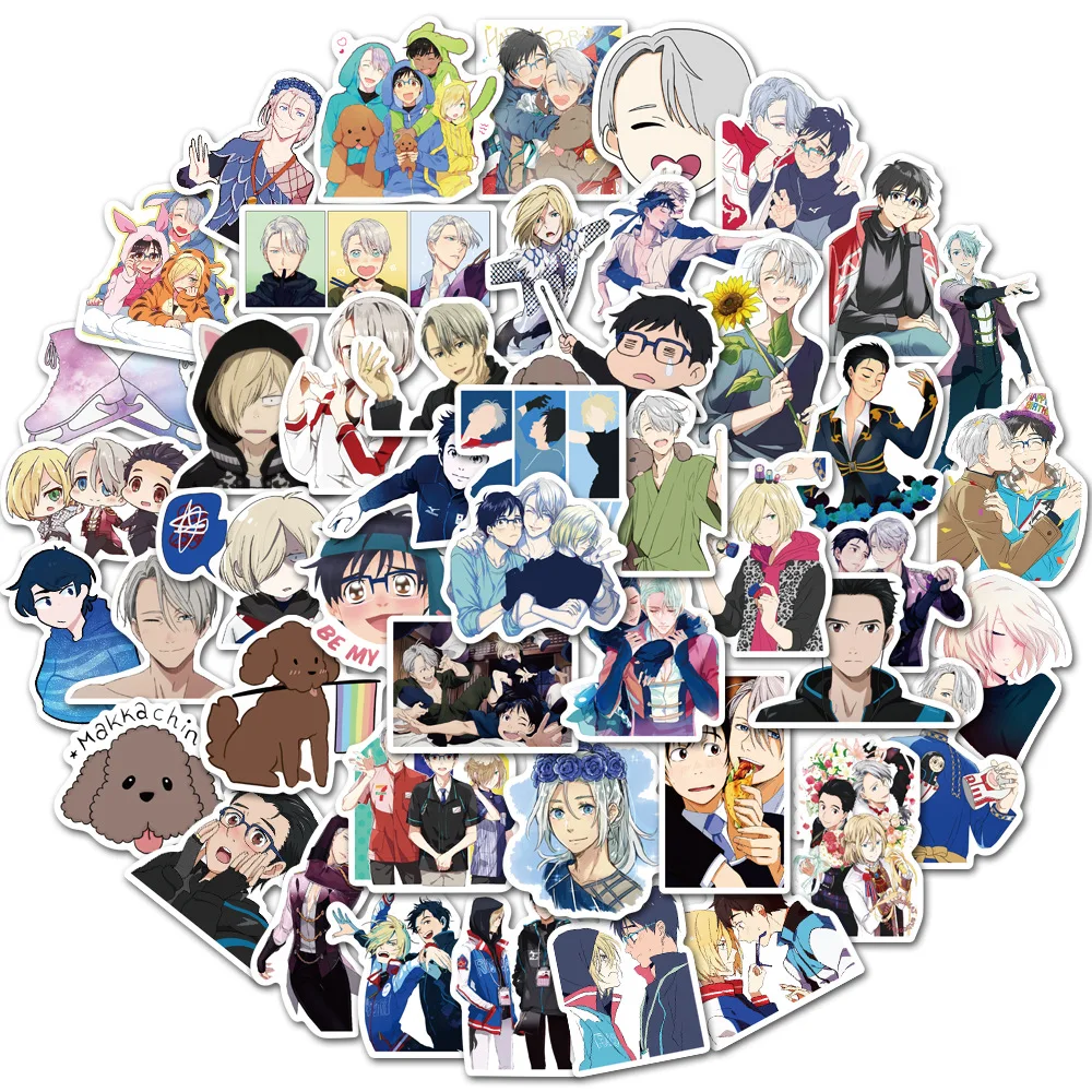 50Pcs Yuri On Ice Cartoon Sticker Luggage Scooter Notebook Waterproof Stickers Decoration Supplies For Laptop Phone