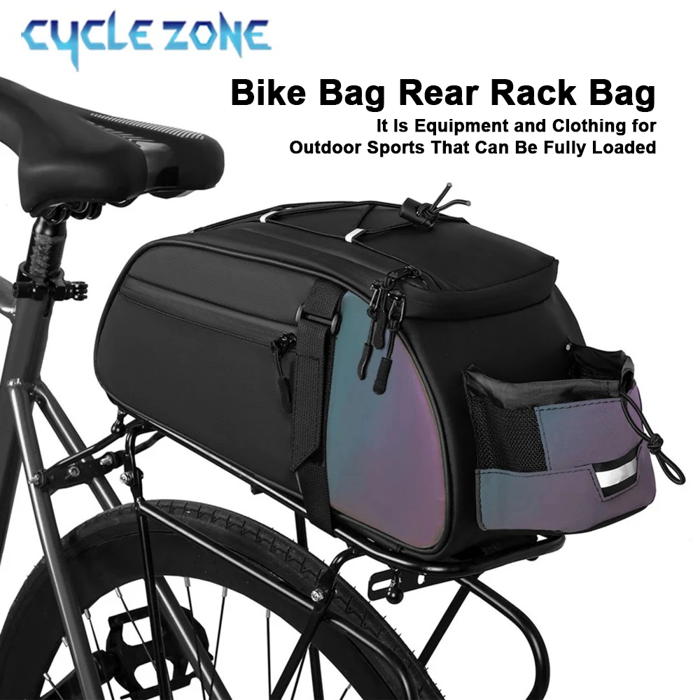 Bolsa multifuncional para porta-malas de bicicleta, grande capacidade, bolsa para selim de ciclismo, reflexiva, armazenamento de bagagem, para uso ao ar livre, rack traseiro, viagem