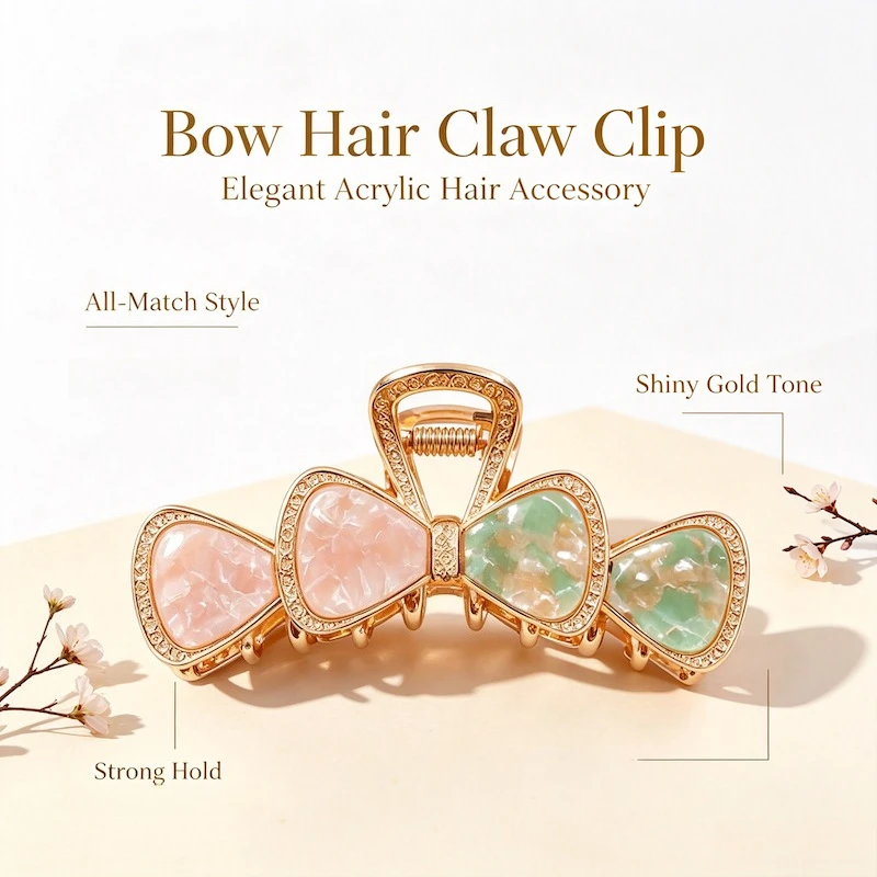 INS Style Bow Hair Claw Clip Women Elegant Shark Clip Large Hair Barrette for Back Head Bun Updo Korean Fashion Hair Accessory