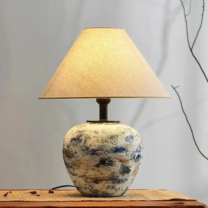 

Remote Control Dim Handmade Ceramic Pot Led Table Lamps for Living Room Bedroom Bedside Lamps Hotel Room Decorative Table Lights