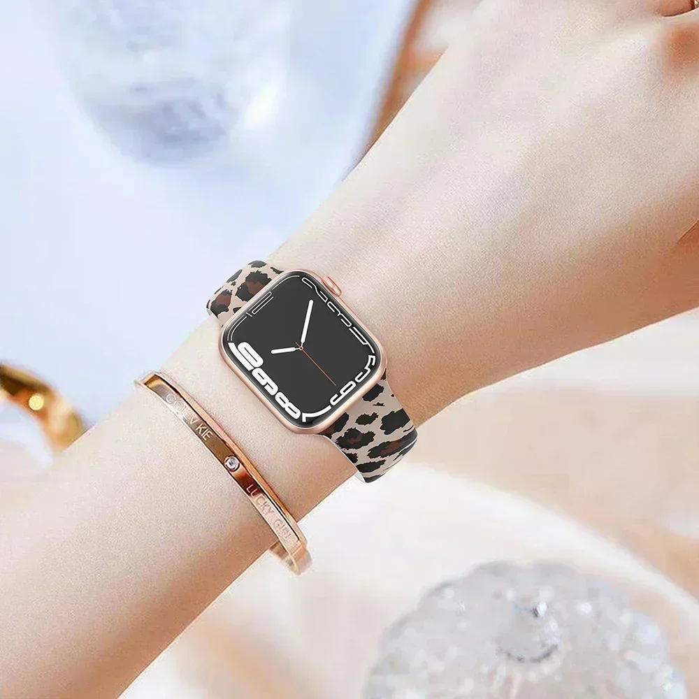 المطبوعة الفرقة ل أبل حزام ساعة 44 مللي متر 45 مللي متر 41 مللي متر 46 مللي متر-40 مللي متر الترا 2 49 مللي متر النساء سيليكون سوار iWatch سلسلة 10 9 8 7 6 5 4 SE