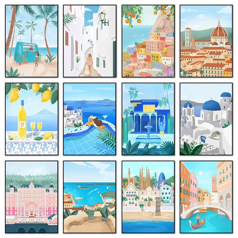 Modern Travel Posters Landscapes HD Pictures Diamond Paintings And Prints Wall Art For Living Room Home Decor Frameless Gifts