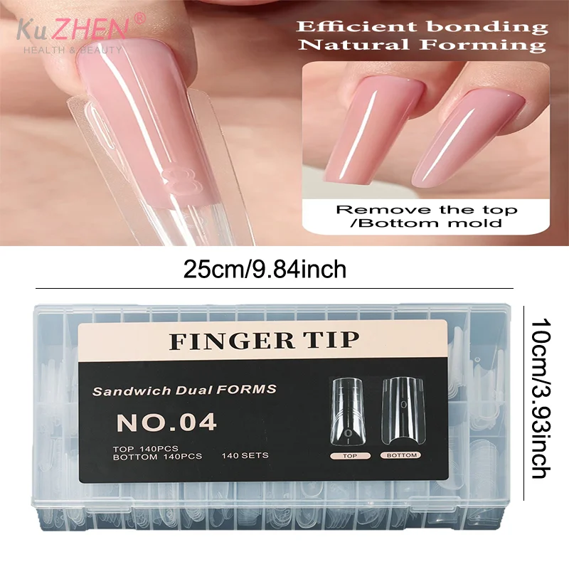 280 قطعة أظافر ساندويتش أشكال مزدوجة وصلات لإطالة الأظافر قالب علوي نعش اللوز أكريليك قوالب سفلية 14 أحجام أشكال أظافر #1