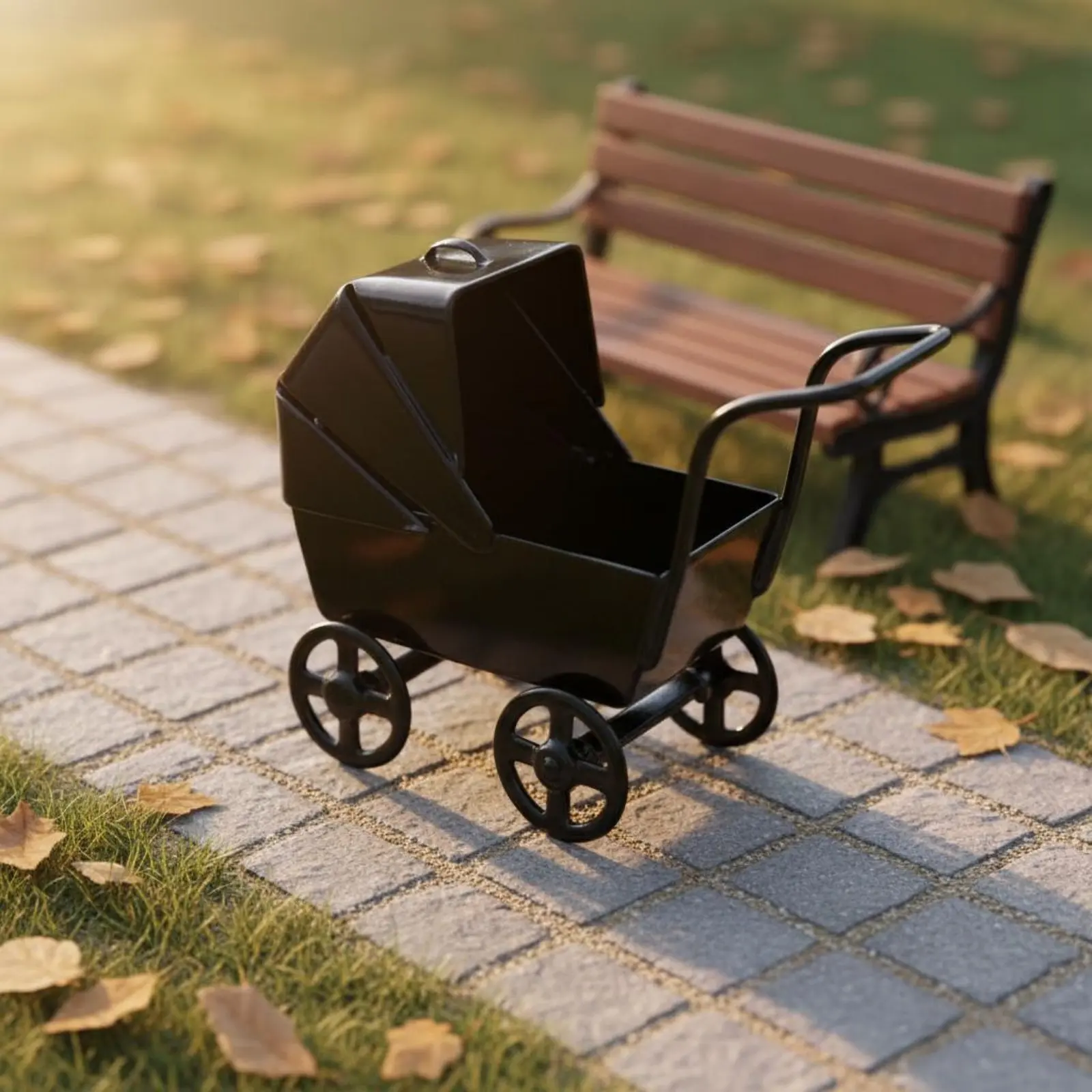 1:12 Scale Baby Carriage Decorative Decoration 1:12 Scale Doll Pram Miniature Baby Baby Carriage Sleek Finish Dollhouse Pram