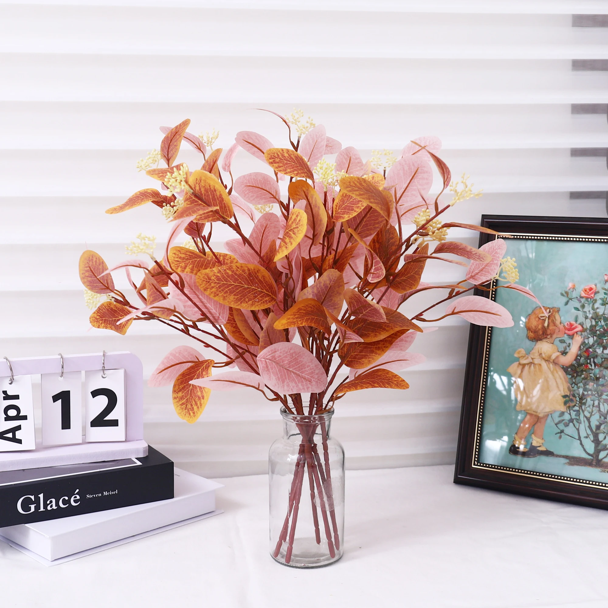 نباتات اصطناعية أوراق الأوكالبتوس أوراق التفاح نبات صناعي للمنزل غرفة المعيشة الديكور حديقة الزفاف في الهواء الطلق ترتيب الحفلات