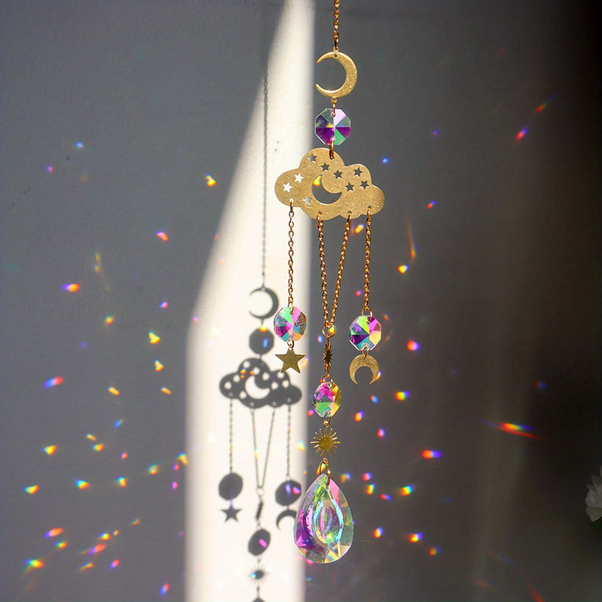 1pc planetary system crystal sun catcher moon star gardening crystal party holiday decorations pendant