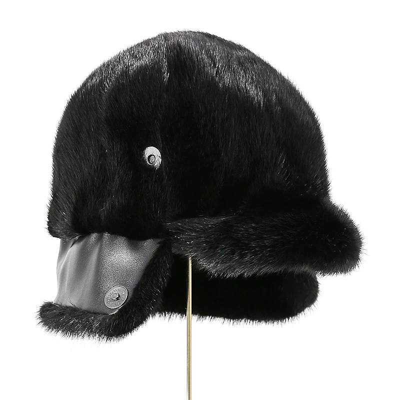 mens-water-rabbit-fur-cap-autumn-winter-outdoor-dubill-hat-leather-real-fur-ear-protection-lei-feng-cotton-cap-round-top