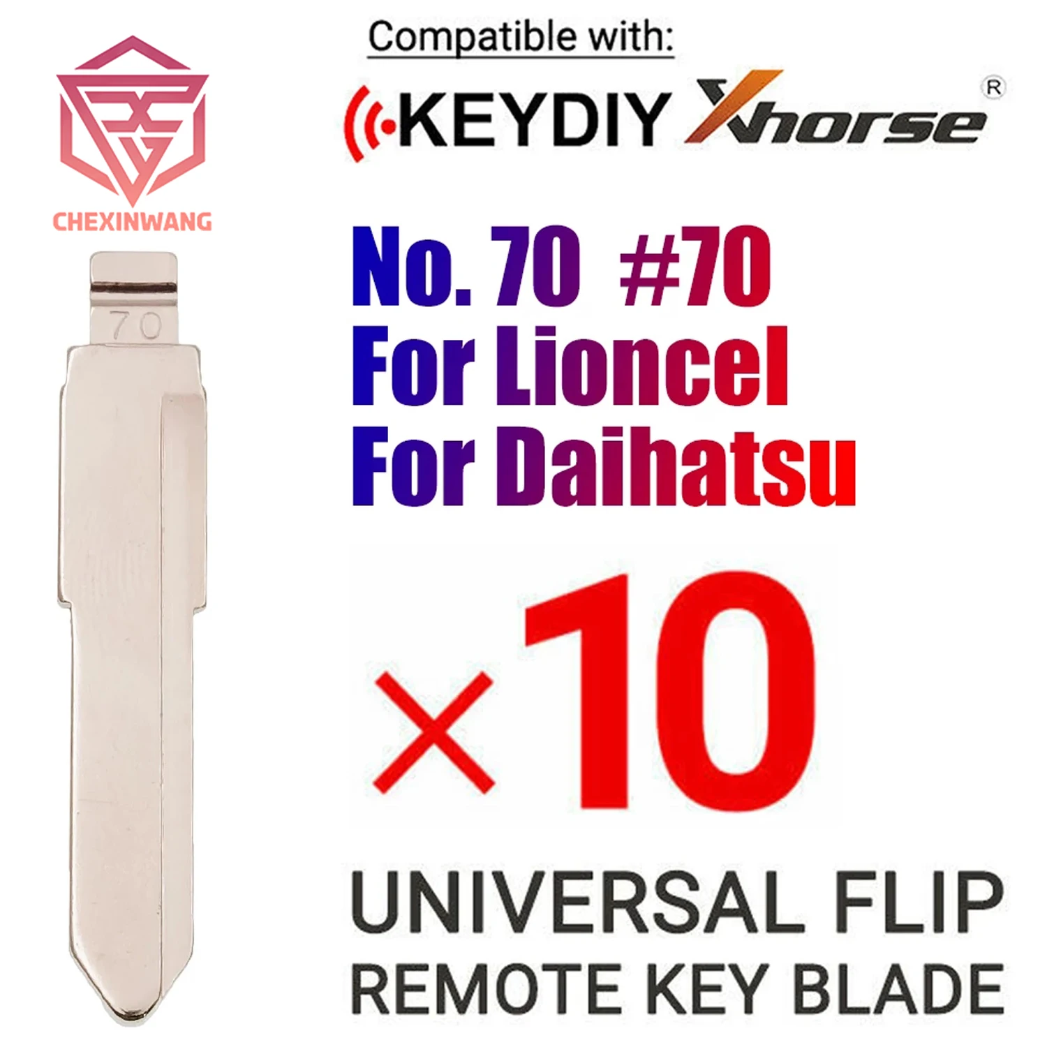 Hoja de llave remota KD de Metal en blanco sin cortar, tipo Xhorse, Lioncel, Daihatsu NO., 10 unidades por lote, #70 70 hojas