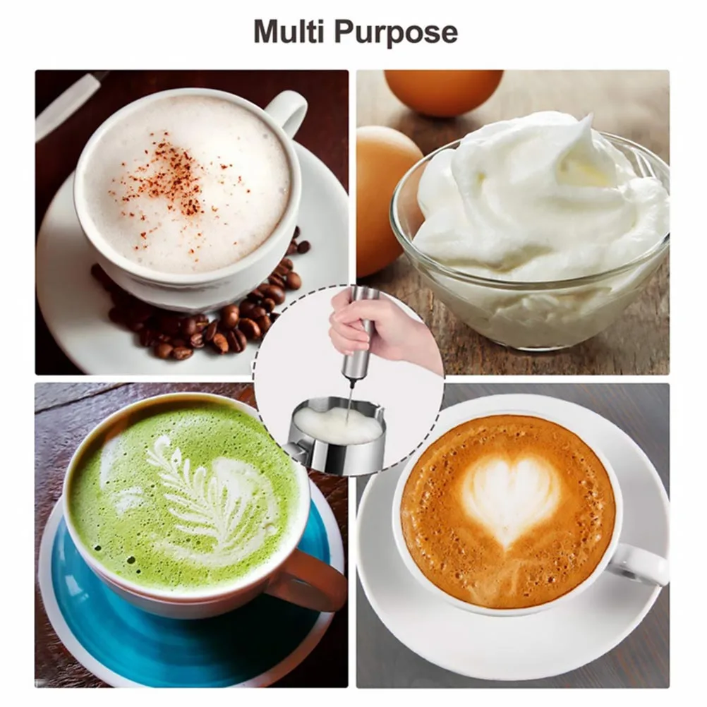 

1 set Electric Coffee Whisk Mixer Egg Frother Handheld Cream Stirrer Stainless Steel Kitchen Tool Baking Supply For Egg White