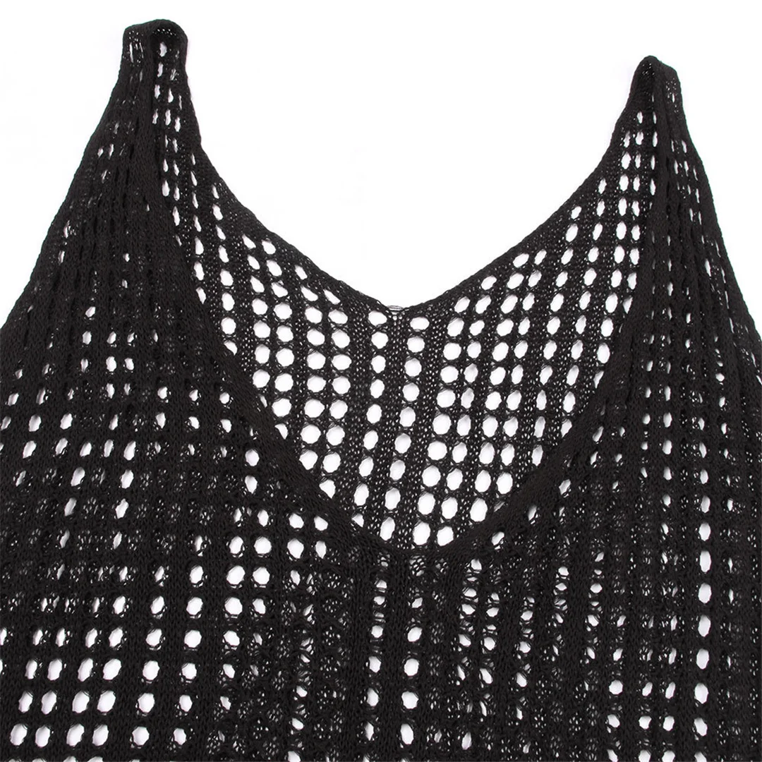 S - XL Rückenfreie, ausgehöhlte, gestrickte, gehäkelte Tunika, Strand-Überwurf, Strandkleid, Strandmode, Damen V3660 – Detail 24